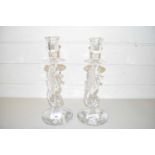 PAIR OF WATERFORD CRYSTAL SEAHORSE CANDLESTICKS, 9CM HIGH