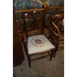 LATE 19TH CENTURY TAPESTRY SEATED ARMCHAIR