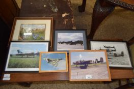 MIXED LOT: FIVE VARIOUS PHOTOGRAPHIC PRINTS, MILITARY AIRCRAFT AND A FURTHER STUDY OF AN ALPINE