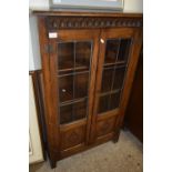 REPRODUCTION OAK LEAD GLAZED BOOK CASE CABINET, 75 CM WIDE