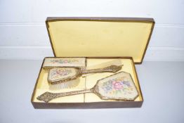 CASED DRESSING TABLE BRUSH AND MIRROR SET