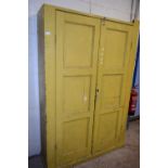 PAINTED PINE TWO DOOR CUPBOARD WITH SHELVED INTERIOR, 123 CM WIDE