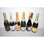 MIXED LOT: SIX VARIOUS BOTTLES, MARTINI, CARVA, CHAMPAGNE ETC (6)