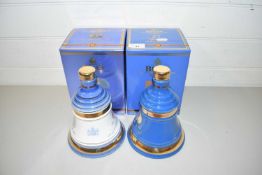BELLS SCOTCH WHISKEY COMMEMORATIVE WADE DECANTERS, QUEEN MOTHERS 100TH BIRTHDAY AND 75TH BIRTHDAY OF