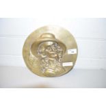 CAST BRASS WALL PLAQUE DEPICTING A CAVALIER