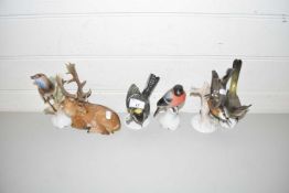 COLLECTION OF ROSENTHAL MODEL BIRDS AND A FURTHER MODEL STAG (6)