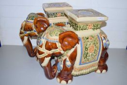 PAIR OF CERAMIC GARDEN SEATS FORMED AS ELEPHANTS
