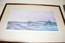 MARTIN SEXTON, BURNHAM OVERY, COLOURED PRINT, SIGNED IN PENCIL, FRAMED AND GLAZED