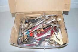 A BOX OF VARIOUS ASSORTED CUTLERY