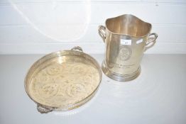 SILVER PLATED CHAMPAGNE COOLER, MARKS TO THE FRONT, LOUIS ROEDERER, TOGETHER WITH A SILVER PLATED