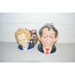 BAIRSTOW MANOR POTTERY, NOVELTY JUGS, MARGARET THATCHER AND TONY BLAIR (2)