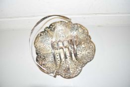 SILVER TOPPED DRESSING TABLE BOTTLE TOGETHER WITH A SILVER PLATED BOWL AND TOAST RACK