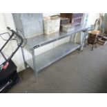 STAINLESS STEEL KITCHEN PREPARATION TABLE, 180 CM WIDE