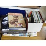 MIXED LOT: SMALL CASE OF RECORDS, CUTTY SARK MODEL KIT, WORLD WAR II DVD COLLECTION ETC