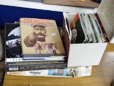 MIXED LOT: SMALL CASE OF RECORDS, CUTTY SARK MODEL KIT, WORLD WAR II DVD COLLECTION ETC