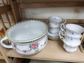 QUANTITY OF ROYAL ALBERT MEMORY LANE TEA WARES TOGETHER WITH A CHAMBER POT