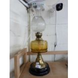 LATE VICTORIAN OIL LAMP WITH FROSTED GLASS CHIMNEY
