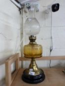 LATE VICTORIAN OIL LAMP WITH FROSTED GLASS CHIMNEY