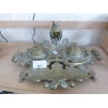 BRASS DESK STAND WITH OWL SHAPED MOUNT