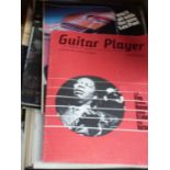 BOX OF ASSORTED BOOKS TOGETHER WITH A QUANTITY OF GUITAR PLAYER MAGAZINES