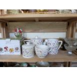 MIXED LOT: FLORAL DECORATED TEA WARES BOTANIC GARDEN VASES ETC