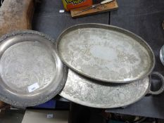 THREE SILVER PLATED TRAYS