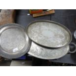 THREE SILVER PLATED TRAYS