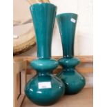 PAIR OF TURQUOISE GLASS VASES