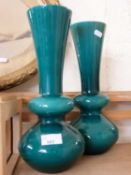 PAIR OF TURQUOISE GLASS VASES