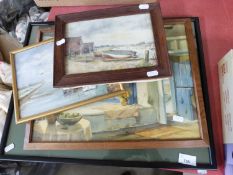 MIXED LOT: ASSORTED PICTURES TO INCLUDE STUDIES OF HARBOUR SCENES