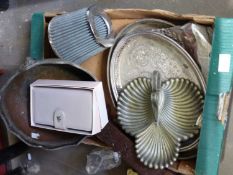ONE BOX OF VARIOUS SILVER PLATED WARES AND OTHER ITEMS