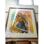 CONTEMPORARY SCHOOL AN ABSTRACT PORTRAIT MONOGRAMMED 'GS' LOWER RIGHT, WATERCOLOUR, FRAMED AND