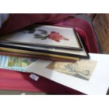 SUITCASE CONTAINING VARIOUS ASSORTED PICTURES AND PRINTS
