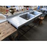 COMMERCIAL STAINLESS STEEL DOUBLE SINK, 180 CM WIDE