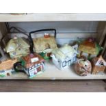 MIXED LOT: COTTAGE WARE FORMED TEAPOTS AND OTHER ITEMS TO INCLUDE PRICE KENSINGTON