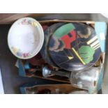 ONE BOX OF VARIOUS ASSORTED CERAMICS, HOUSE CLEARANCE SUNDRIES ETC