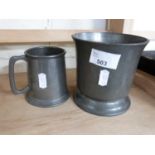 PEWTER TANKARD AND PEWTER VASE