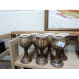 SET OF SIX IDEN POTTERY GOBLETS