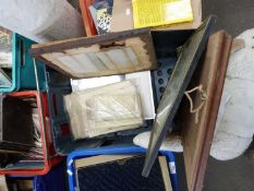 BOX OF ASSORTED PICTURES AND OTHER ITEMS