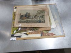MIXED LOT: ASSORTED PICTURES TO INCLUDE WATERCOLOUR AND OIL STUDIES, ENGRAVINGS OF ROYAL MAIL