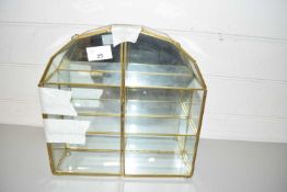 SMALL GLASS AND METAL MOUNTED TABLE TOP DISPLAY CABINET