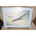 J W MITCHELL 'BATTLE OF BRITAIN MEMORIAL FLIGHT', COLOURED PRINT, SIGNED IN PENCIL, FRAMED AND