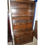 ERCOL DARK ELM SIDE CABINET WITH DROP DOWN CENTRE