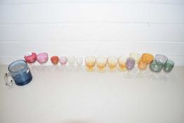 COLLECTION OF VARIOUS COLOURED DRINKING GLASSES