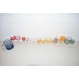 COLLECTION OF VARIOUS COLOURED DRINKING GLASSES