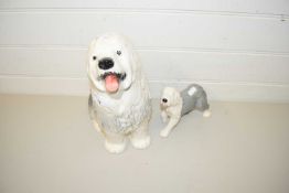 BESWICK MODEL OF AN OLD ENGLISH SHEEPDOG TOGETHER WITH A SMALLER ROYAL DOULTON EXAMPLE