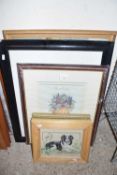 MIXED LOT: VARIOUS LATE 19TH AND 20TH CENTURY PRINTS, NEEDLEWORK PICTURE ETC