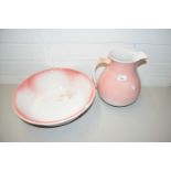 PINK TINTED WASH BOWL AND JUG