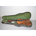 CASED VINTAGE VIOLIN BEARING A SPURIOUS STRADIVARIUS LABEL