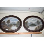 LATE 19TH CENTURY SCHOOL, TWO STUDIES MOUNTAIN LANDSCAPES SET IN OVAL FRAMES